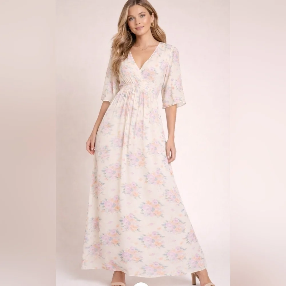 Entro EUC Size Small Floral V-Neck Dress 19 PTP